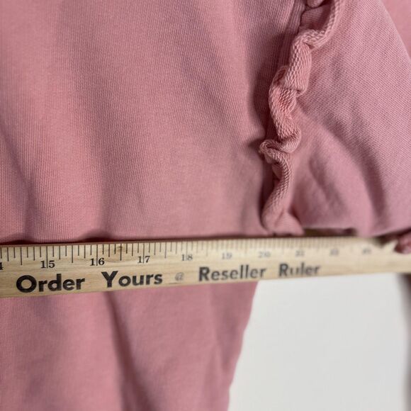 Rebecca Minkoff Hoodie Womens Large Pink Ruffle Sleeve Pullover 100% Cotton Peru - Picture 8 of 11